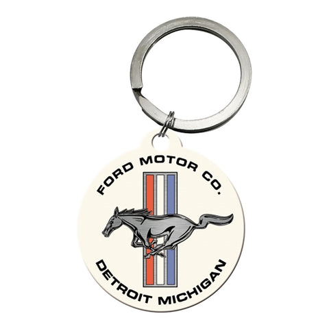 Nostalgic-Art Keyring Round Ford Mustang - Horse and Stripes Logo 7.5x4x0.3cm