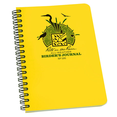 Rite In The Rain Side Spiral 4.625 x 7 Birder's Journal Polydura Notebook - Sketch and Notes - Yellow