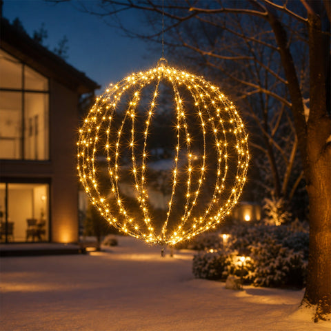 Lexi Lighting Ribbed LED Metal Ball - Warm White - Small