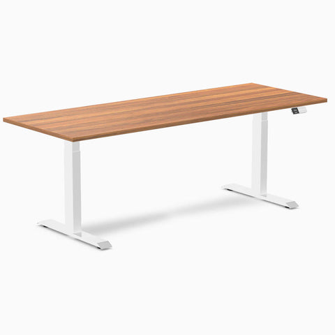 Desky Dual Melamine Sit Stand Desk 200cm Prime Oak Desktop and White Frame