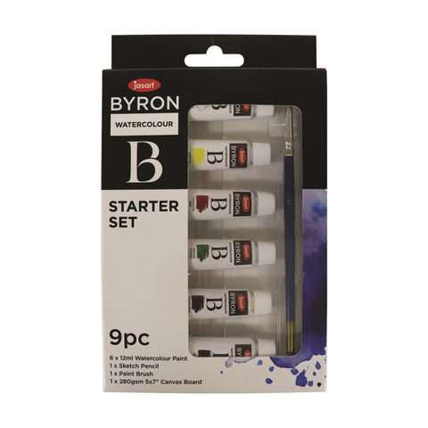 Jasart 9pc Byron 12ml Watercolour Paint Tube Craft Canvas Colour Painting Set