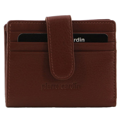 Pierre Cardin Men's Leather Bi-Fold Card Holder/Wallet 10cm Brown