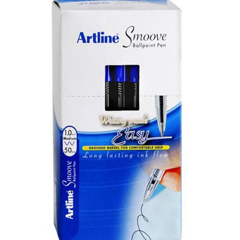 Artline Smoove Ballpoint Pens 1.0mm Medium (Blue) [Box 50]