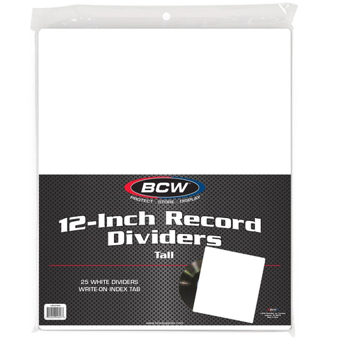 BCW 12-Inch Record Divider - Tall (White)