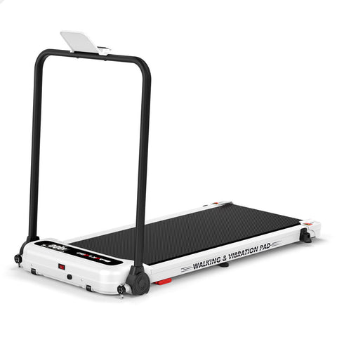 BLACK LORD Treadmill 4-in-1 Walking Vibration Pad Incline Magnetic Remote Foldable (White)