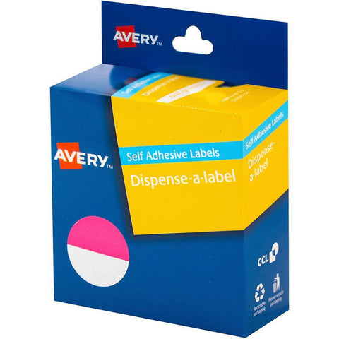 Avery 937279 Round Label Dispenser 24mm (Pink/White) [Box 300]