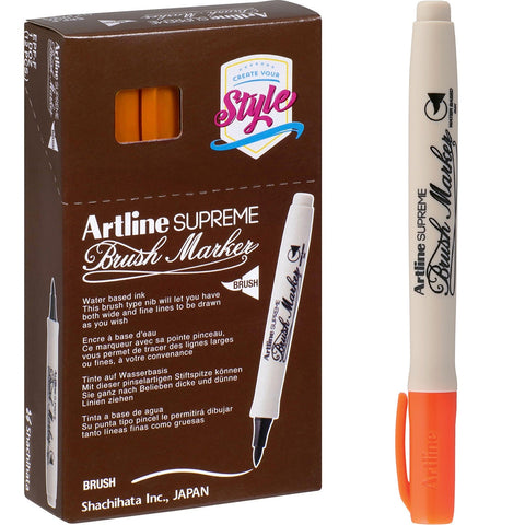 Artline Supreme Brush Marker Box of 12 (Orange)