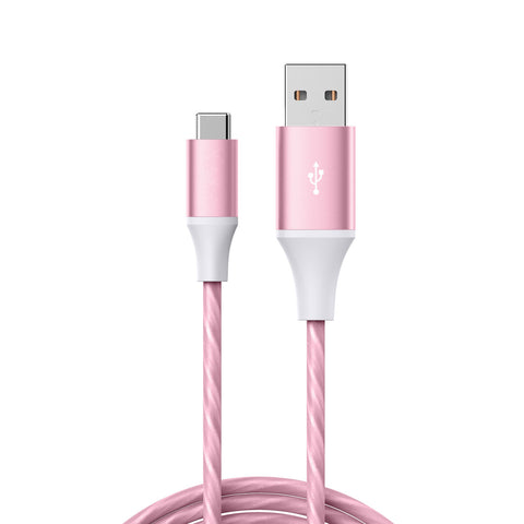 Laser 1m USB to Type-C LED Charge Cable (Pink)