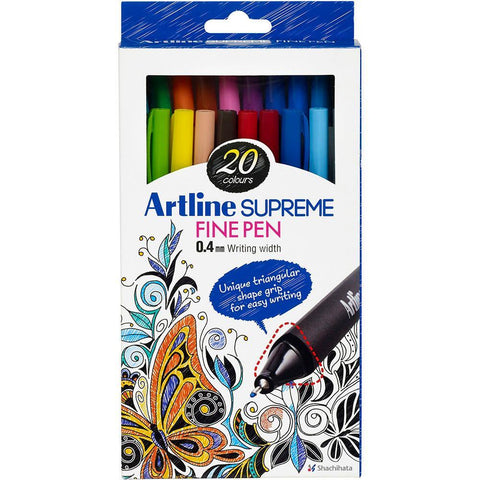 Artline Supreme Fineline Pen 0.4Mm (Assorted) [Pack 20]