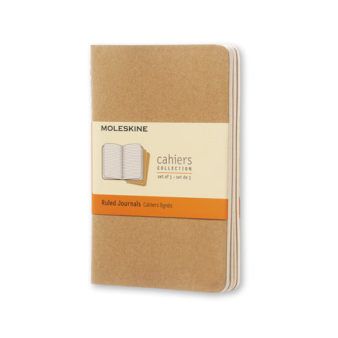 Moleskine 80 Pages Ruled Pocket Cahier Notebook Pocket (Kraft) [3-Pieces]