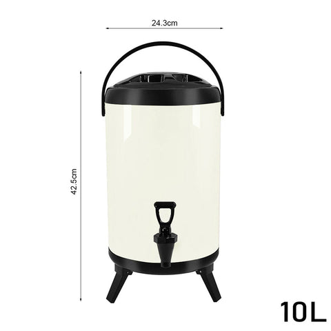 SOGA 10L Insulated Stainless Steel Beverage Dispenser with Faucet (White)