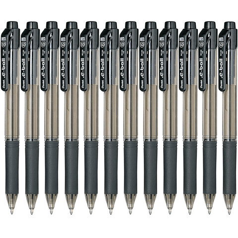 Pentel e-Ball BK130 Box 12 Retractable Ballpoint Pen 1.0mm (Black)