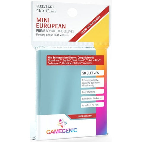 Gamegenic Prime Board Game Sleeves Mini European-Sized 46mmx71mm 50 Sleeves (Ruby)