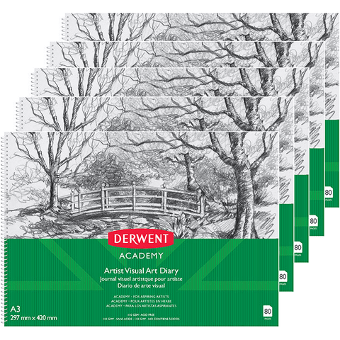 Derwent Academy Visual Art Diary Landscape 80 Pages A3 Pack 5