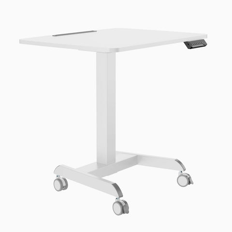 Desky Single Sit Stand Pedestal Desk - White