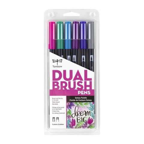 Tombow Dual Brush Pen Marker Drawing/Sketching Set (Galaxy) [6-Pieces]