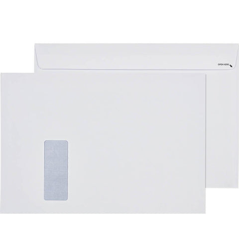 Cumberland C4 Envelopes Window Face 100GSM Secretive Easy Open 229x324mm White Box 250