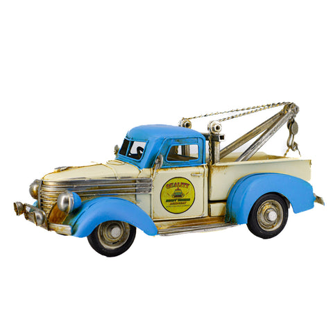 Boyle Metal Collectable Tow Truck Blue and White 29x12x11cm Vintage Model