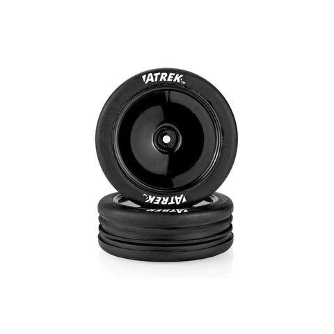 Atrek 2.3" Tracer Pro Ribbed Front Buggy Tyres on Black Dish Rims - Glued Wheels 2Pcs