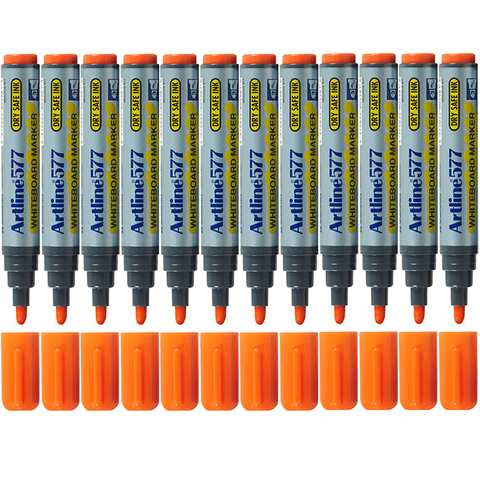 Artline 577 Whiteboard Marker 2mm Bullet Tip (Orange) [Box 12]