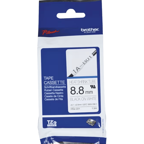 Brother Hse-221 Heat Shrink Tube Cartridge 8.8mmx1.5m (Black On White)