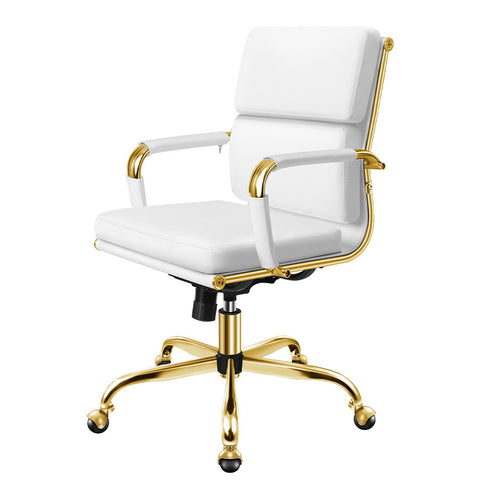 ALFORDSON Office Chair Ergonomic Paddings Executive Computer Work Seat Mid Back (White)
