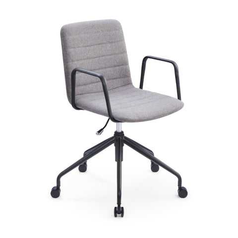Sabia Baxter Pre-Assembled Chair Upholstered Seat Desk Seating (Grey/Black Frame)