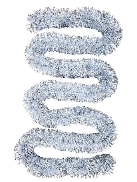 Christmas Warehouse - TINN1119 Professional 8ply Silver Metallic Fir Needle Christmas Tinsel Garland | 5m x 15cm Silver