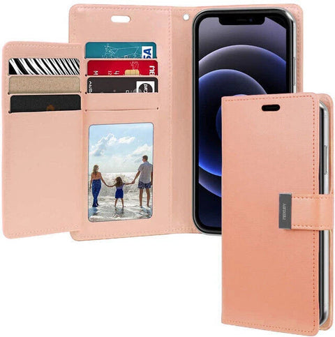 Goospery Rich Diary case for iPhone 15 Pro - Rose Gold