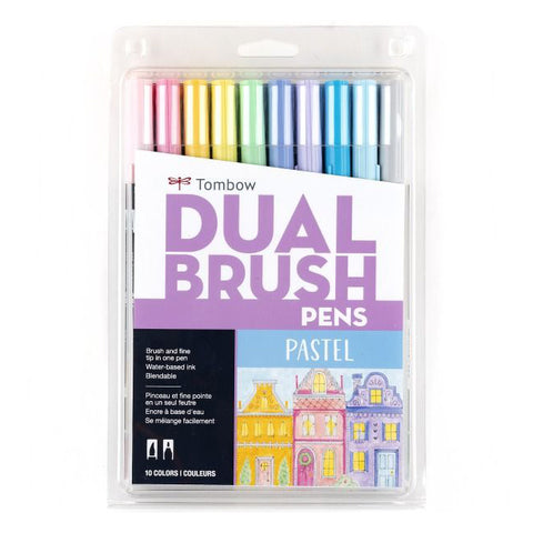 Tombow Dual Brush Pen Marker Drawing/Sketching Set (Pastel) [10-Pieces]
