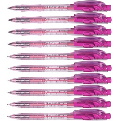 Stabilo 308 Liner Retractable Ballpoint Pen Medium (Pink) [Box 10]