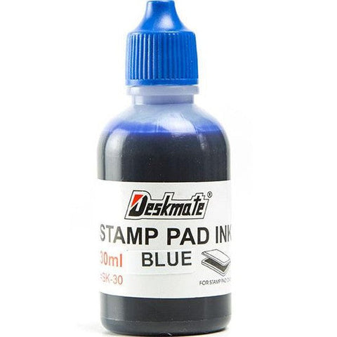 Deskmate Stamp Pad Refill Ink Bottle 30mL Blue