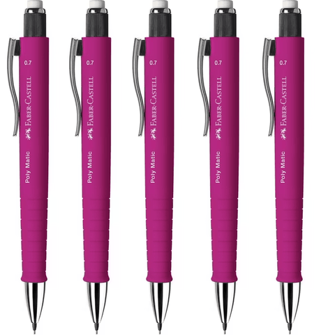 Faber-Castell 5 Pack Polymatic Mechanical Pencil Pacer 0.7mm (Pink)