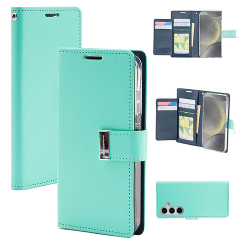 Goospery Rich Diary for Samsung Galaxy S25 - Mint, MagSafe