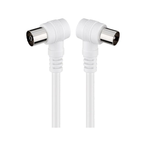 Goobay Angled Antenna Cable (<70 dB) (M/F) for TVs/Radios/Receivers - White