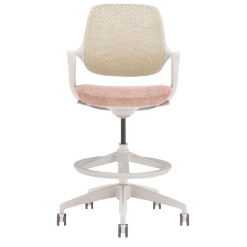 Desky Evoque Low Back Office Chair - White + Peach / Yes