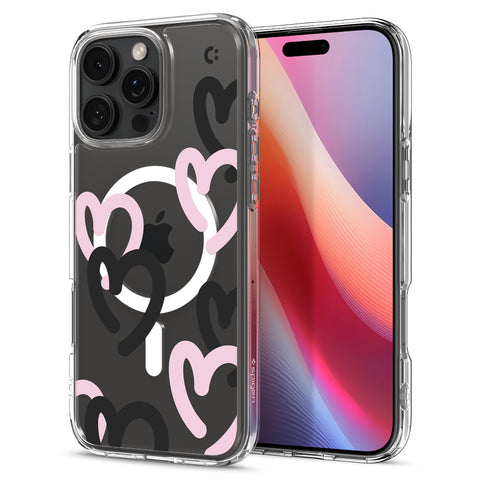 Spigen Apple iPhone 16 Pro Max Ultra Hybrid Hearts (MagFit) Case - Hearts Black Pink