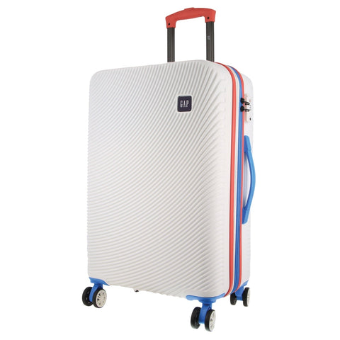 GAP Stripe Travel Suitcase Hard-Shell TSA Lock Large Luggage 76cm White