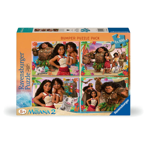 Ravensburger 4x100-Pieces Disney Moana 2 Bumper Pack Puzzle