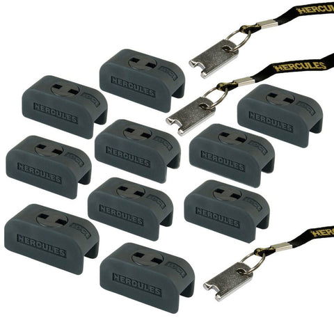 Hercules Safety Lock with 3 Keys for Auto Grip Guitar Hanger 10pc (Black)