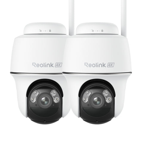 Reolink Argus PT Ultra 4K Pan Tilt Wireless Automatic Tracking Battery Security Camera 2 Pack (White)