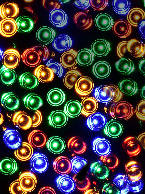 Christmas Warehouse - LITF0502 500 Multi Colour LED String Fairy Lights 8 Function With Timer | 25m Green, Red, Blue & Orange
