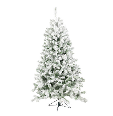 1.8m Dawn White Heavily Flocked Christmas Tree | 598 Tips & Hinged Branches Green with White