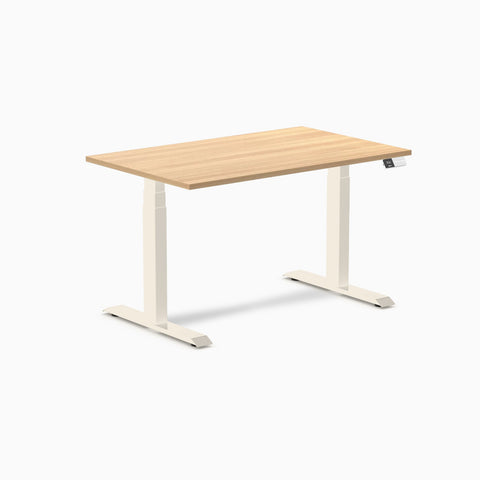 Desky Dual Melamine Sit Stand Desk 120cm Sublime Teak Desktop and Wheat Frame