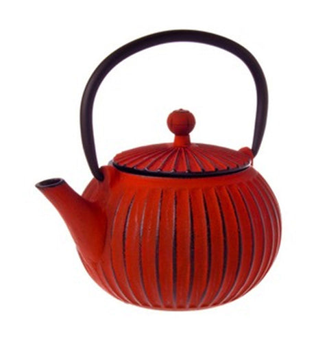 Teaology Cast Iron Teapot 500ml - Ribbed Red