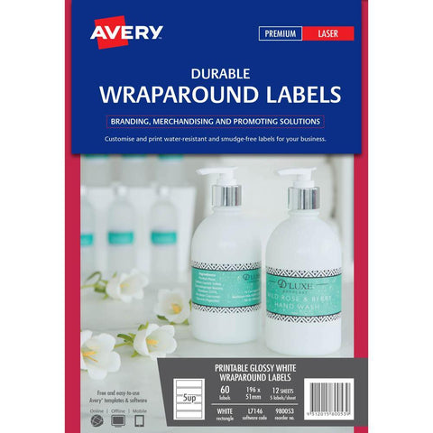 Avery 980053 Wraparound Labels 196x51mm (60 Pack)