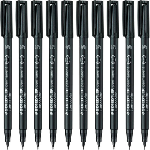 Staedtler 313 Lumocolor Permanent Superfine Marker Pen - Black [Box 10]