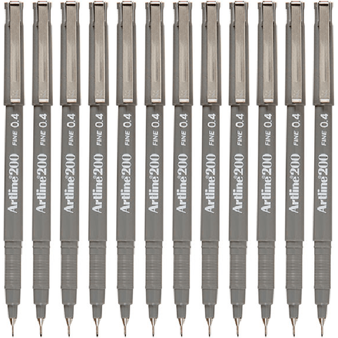 Artline Box 12 200 Fineliner Pen 0.4mm (Grey)