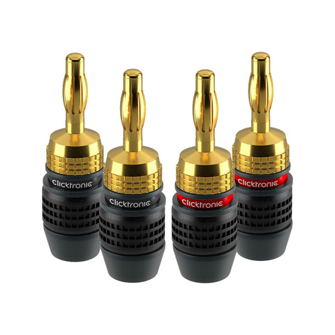 Clicktronic Speaker Banana Plug 4-Piece (Black/Gold)
