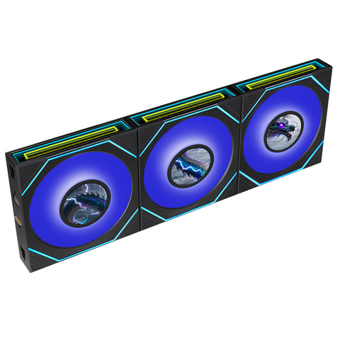Lian Li Uni Fan SL Infinity 1.8in LCD Flex 2.4GHz Wireless 120mm Reverse Blade ARGB Fan 3 Pack - Black (12RSLIND1F3B)